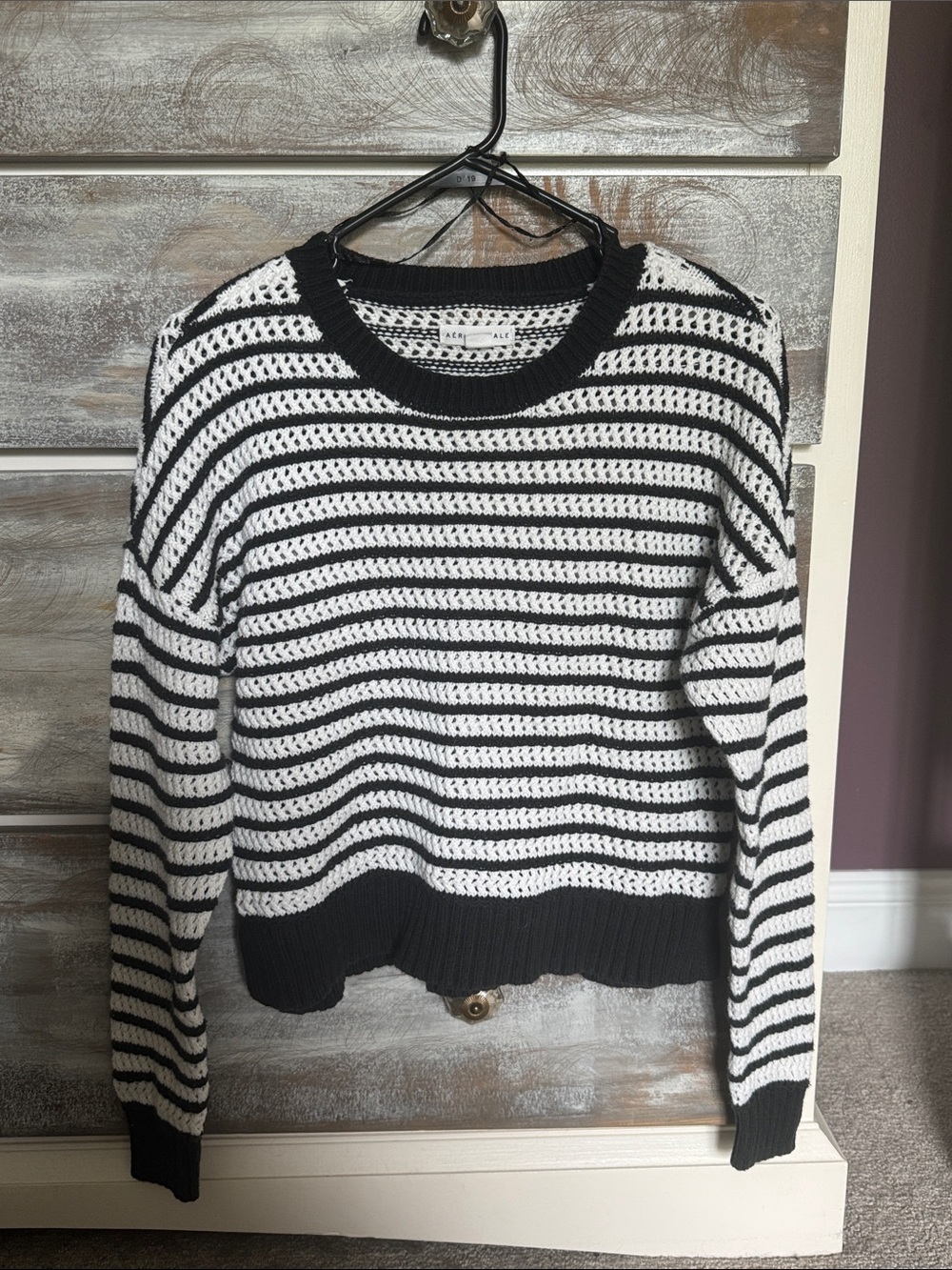 Aero Striped Black & White Lightweight Knit Sweater